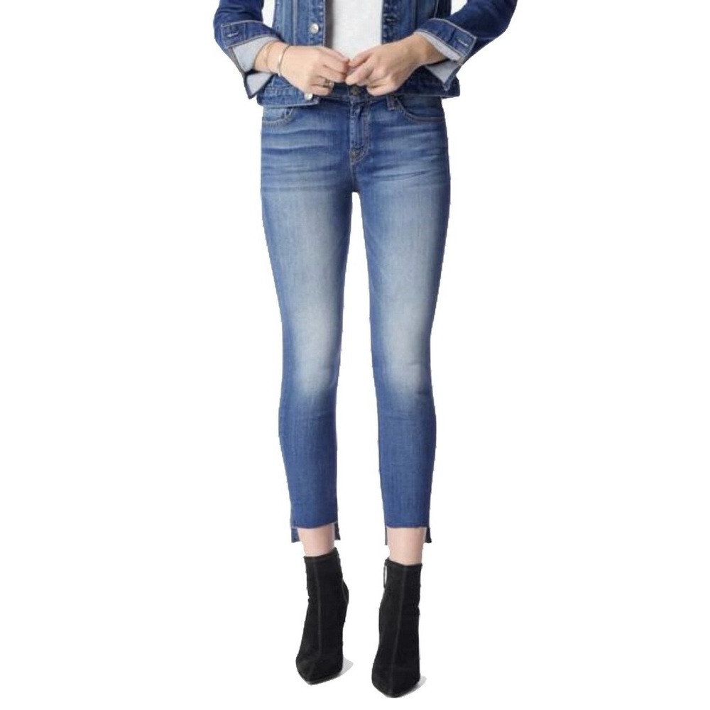 7 For All Mankind Ankle Skinny Jeans with Step Hem Medium Wash